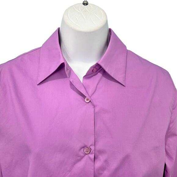 GreyVen Reiki Boyfriend Purple Collared Button Up Blouse Top Size S NEW Tags - Picture 9 of 12